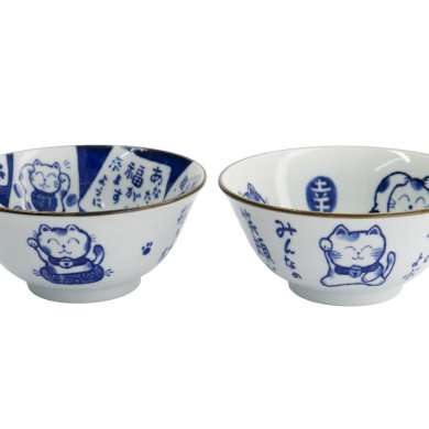 TDS, Tayo Bowl Set, Kawaii Cat Giftset 2-piece set w/chopsticks, Ø 14.9x6.7cm 500ml, Item No. 33694