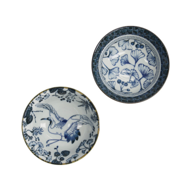 TDS, Tayo Bowl Giftset with chopsticks, Flora Japonica, 2-piece set, Crane & Gingko, Ø 15.2x6.7cm, Item No. 33762