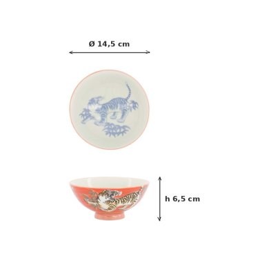Schale Kawaii Tiger Rot, Porzellan, Ø 14,5 × 6,5 cm, 500 ml, Art.-Nr. 33830