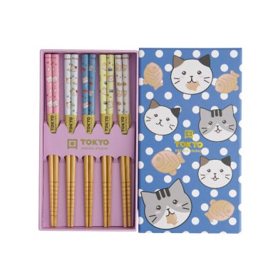 TDS, Kids Chopstick Set, Cats Tayaki, 5 pair, Item No. 33837
