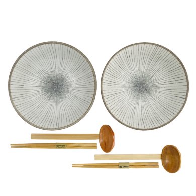 TDS, Ramen Bowl Giftset, Satomaki Tokusa, 6-piece set, Brown, Ø 21.5x9cm 1300ml, Item No. 33897