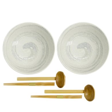 TDS, Ramen Schale Geschenkset, 6-tlg., Hayase, Weiß, Ø 21,5x9cm 1300ml , Art.-Nr. 33900