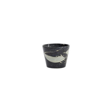 Tokyo Design Studio Soba Cup Kawaii Black Whale Black, Porcelain, Ø 8.6 × 6.9 cm, 210 ml