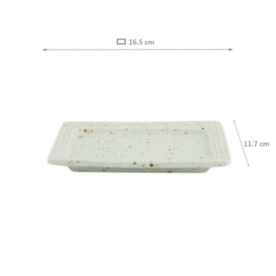 TDS, Rectangular Plate, Teppun Konahiki, White, 16.5x11.7cm, Item No. 33966