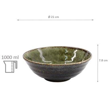 TDS, Ramen Bowl, Shinryoku Green, Ø 21 x 7.8 cm, 1000ml - Item No. 34065