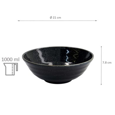 TDS, Ramen Bowl, Kuromoku Black, Ø 21 x 7.8 cm, 1000ml - Item No. 34070