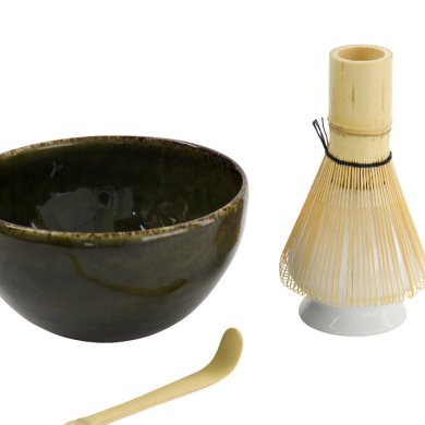 TDS, Matcha Bowl Giftset, 4-piece set, 14.5 x 6.5 cm, Amano Oribe Green, Item No. 34082