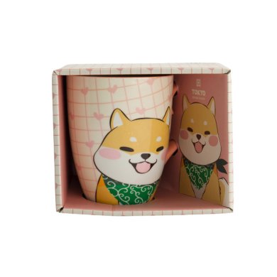 TDS, Kawaii Tasse in Geschenkbox, Shiba, Rosa, 340ml, Ø 8,5x10,2cm , Item No. 34120