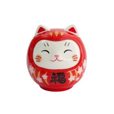 TDS, Lucky Cat, Daruma Coin Bank, Red, 14 cm - Item No. 34127