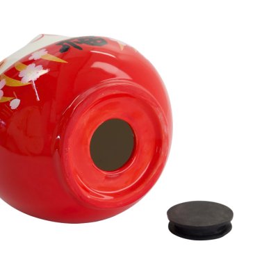 TDS, Lucky Cat, Daruma Coin Bank, Red, 14 cm - Item No. 34127