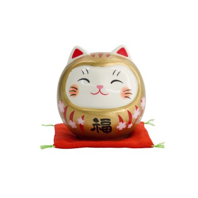 TDS, Lucky Cat, Daruma Coin Bank, Gold, 9.5 cm - Item No. 34130