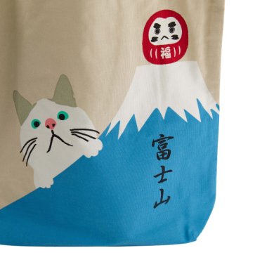 TDS, Kawaii Tote Bag, Cat with Fuji, 39 x 38 cm, Item No. 34166