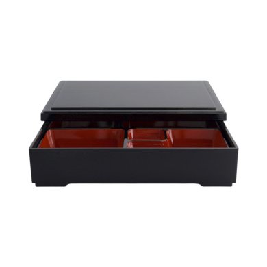 Bento Box Red/Black, ABS Lacquerware, 27.5 × 21.5 cm, Item No. 4194