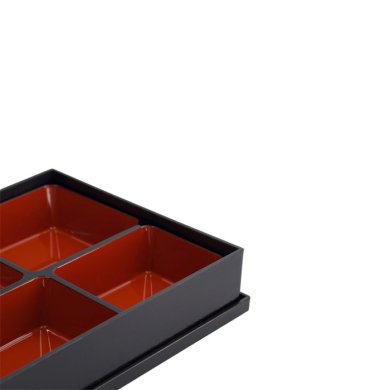 Bento Box Red/Black, ABS Lacquerware, 27.5 × 21.5 cm, Item No. 4194