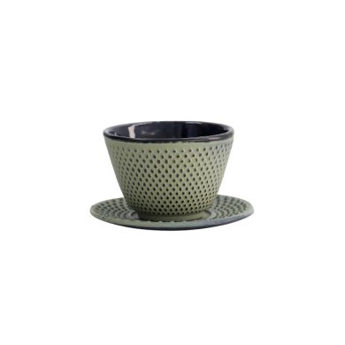 TDS, WY Tee Becher mit Untertasse, Arare, Grün/Grau, Gusseisen, Ø 7x5,5cm 120ml, Art.-Nr. 4269
