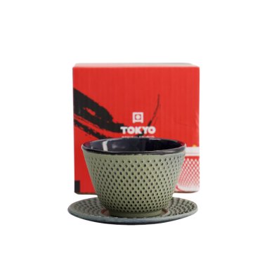 TDS, WY Tee Becher mit Untertasse, Arare, Grün/Grau, Gusseisen, Ø 7x5,5cm 120ml, Art.-Nr. 4269