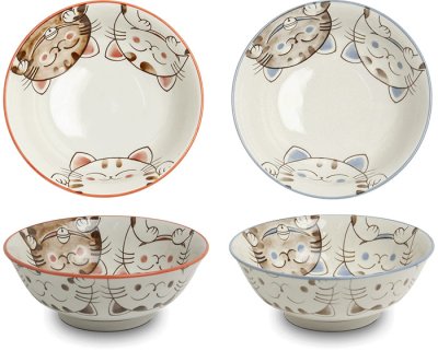 Bowls Three cats Ø 19,5 cm | H7 cm EDO Japan at g-HoReCa 