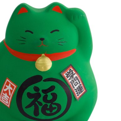 TDS, Glückskatze / Lucky Cat, Dekoration, Grün, 9 cm - Art Nr. 6131