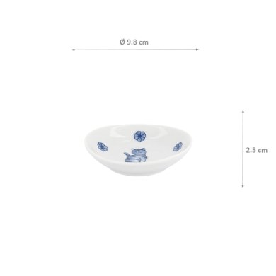 TDS, Round-Sauce Bowl, Kawaii Hananeko Cat, Blue Ø 9.8x2.5cm - Item No. 61691