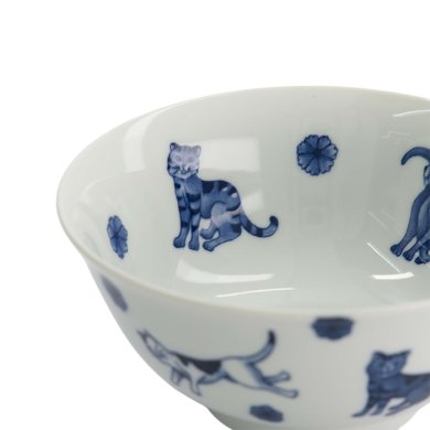 Tayo-Schale Kawaii Hananeko Cat Blau, Porzellan, Ø 15 × 7 cm, Art.-Nr. 61693