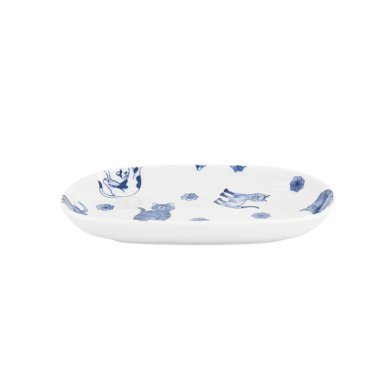 TDS, Ovale Teller, Kawaii Hananeko Cat, Blau, 18,7x12,8x2,5cm - Art Nr. 61694