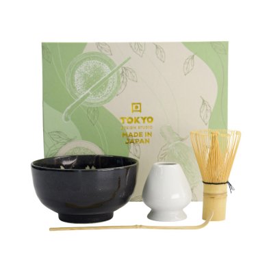 TDS, Matcha Bowl Giftset , 4-piece set, 12.7 x 7 cm, Sakura Black, Item No. 617416