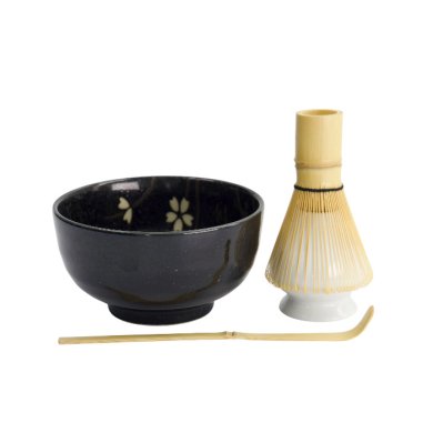 TDS, Matcha Bowl Giftset , 4-piece set, 12.7 x 7 cm, Sakura Black, Item No. 617416