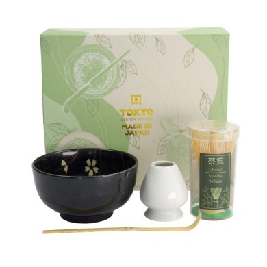 TDS, Matcha Bowl Giftset , 4-piece set, 12.7 x 7 cm, Sakura Black, Item No. 617416
