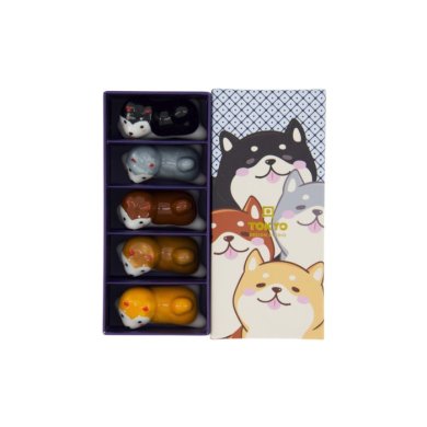 Chopstick Rest Set Kawaii Shiba Multicoloured, 5 pcs, Porcelain