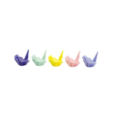 Chopstick Rest Set Kawaii Origami Crane Multicoloured, 5 pcs, Porcelain, Item No. 618086