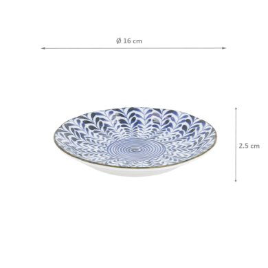 TDS, Plate, Mino Blue Shidare, Blue/White, Ø 16x2.5cm, Item No. 618680