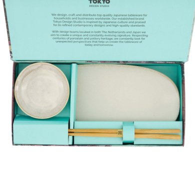 TDS, Sushi Set, Titanium Matte, Giftset, 2-piece set with Chopsticks, Item No. 619489