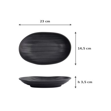 Sushi-Platte Zen Schwarz, Melamin, 23 × 14,5 × 3,5 cm, Art.-Nr. 8559