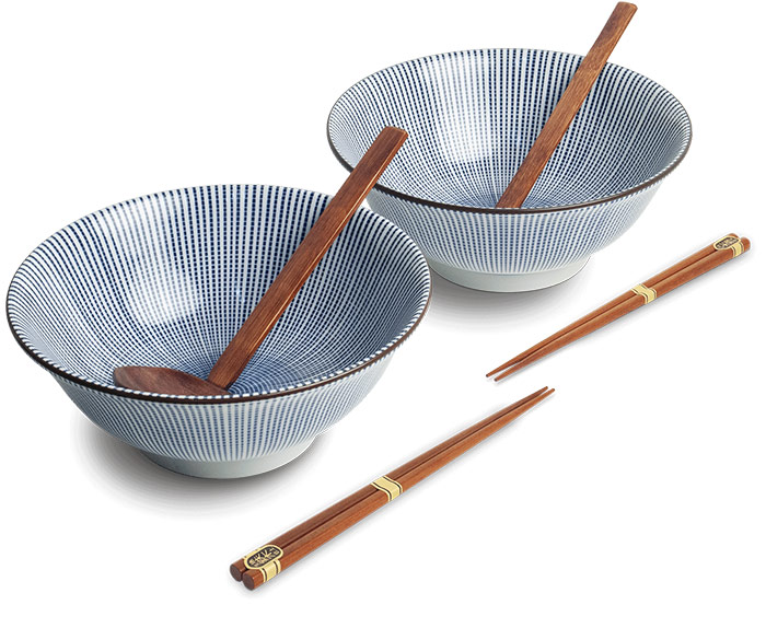 Edo Japan, Ramen bowl set Sendan Tokusa Ø 22 cm | H9 cm, Item No ...