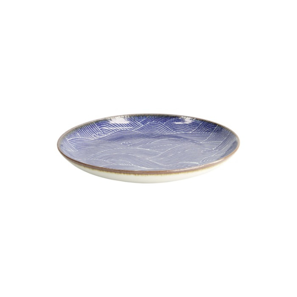 Plate Seigaiha Blue/Brown, Porcelain, Ø 21.5 × 3 cm, Item No. 14209