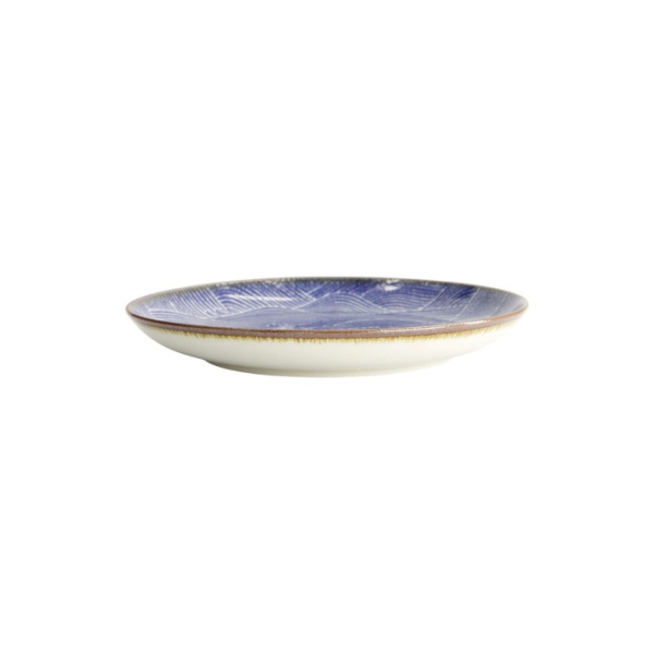 Plate Seigaiha Blue/Brown, Porcelain, Ø 21.5 × 3 cm, Item No. 14209