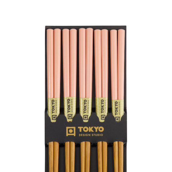 TDS, Chopstick Set, Bamboo Pink, 5 pair, Item No. 14456