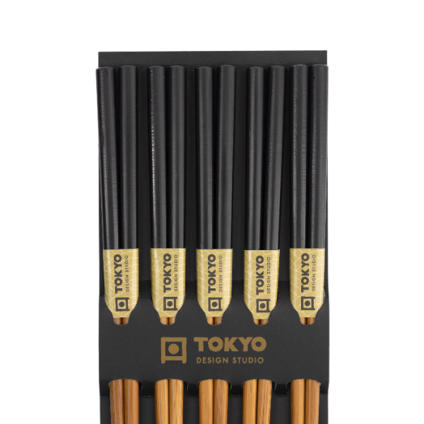 TDS, 5 Paar Essstäbchen, Bamboo Schwarz, Art.-Nr. 14461