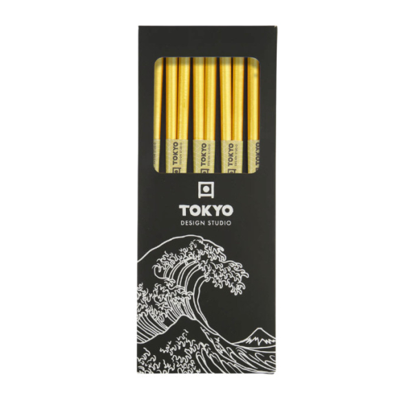 TDS, 5 Paar Essstäbchen, Bamboo Gold/weiß, Art.-Nr. 14698