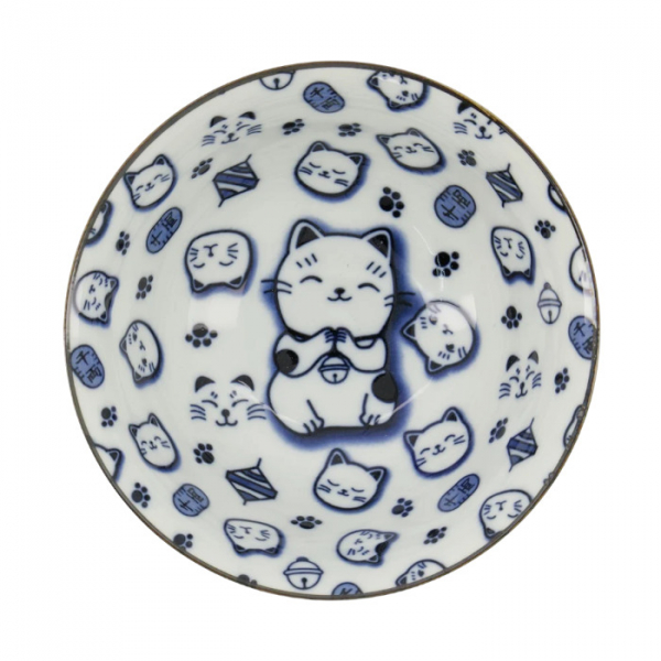 TDS, Schale, Kawaii Glückskatze (Lucky Cat), Neko, Blau, Ø 14,8 x 7 cm 500 ml - Art Nr. 15427