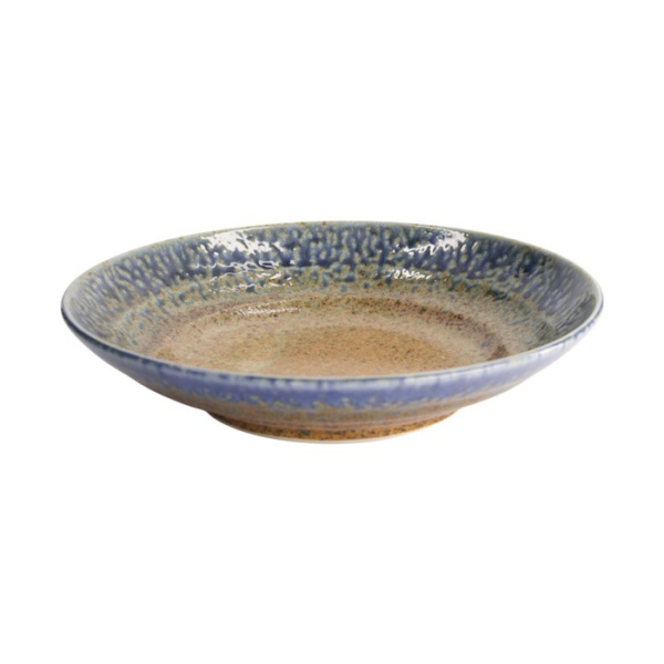 Tiefer Teller Mino Yaki Blau/Braun, Steinzeug, Ø 28,5 × 6 cm, 1,3 l, Art.-Nr. 15453