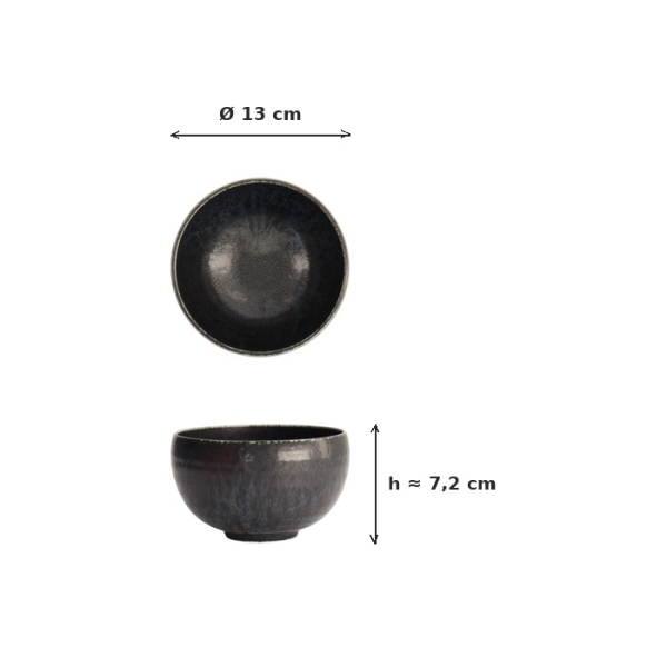 Schale Onyx Noir Schwarz, Steinzeug, Ø 13 × 4 cm, 640 ml, Art.-Nr. 15539