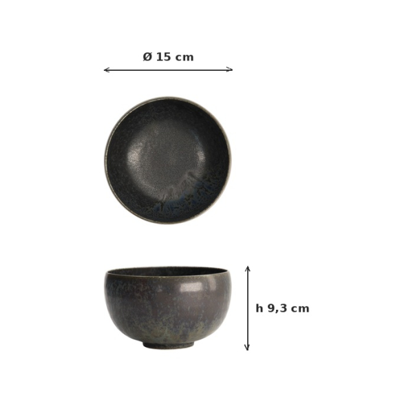 Reisschale Onyx Noir Schwarz, Steinzeug, Ø 15 × 9,3 cm, 1,15 l, Art.-Nr. 15540