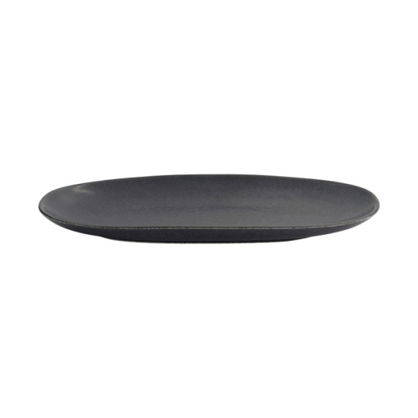 Oval Serving Platter Onyx Noir Black, Stoneware, 28.5 × 14 × 2.5 cm, Item No. 15547