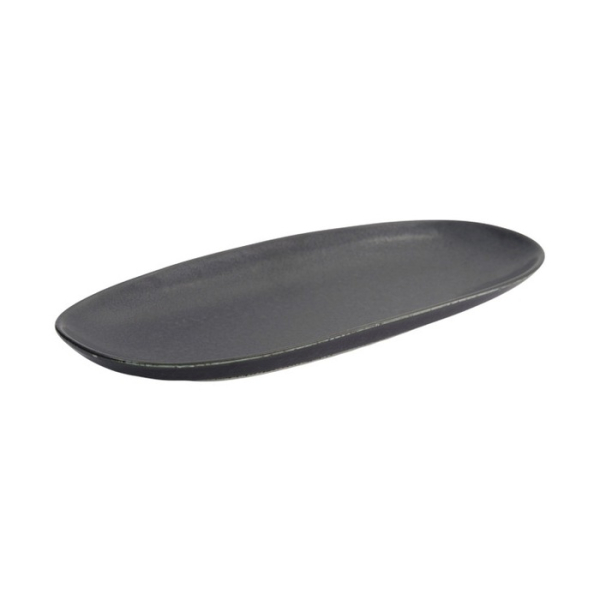 Oval Serving Platter Onyx Noir Black, Stoneware, 28.5 × 14 × 2.5 cm, Item No. 15547
