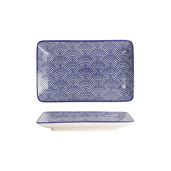 Tokyo Design Studio Sushi-Platte Nippon Blue Dots Blau/Weiß, Porzellan, 21 × 13,5 cm