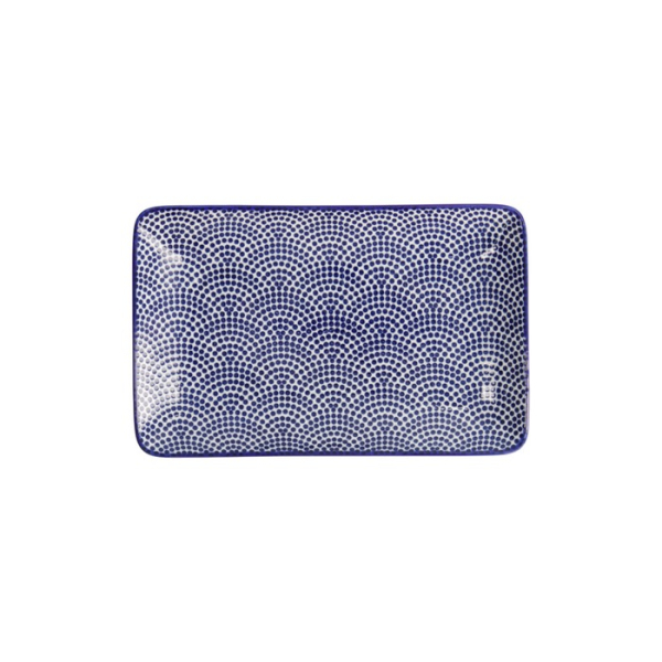 Sushi-Platte Nippon Blue Dots Blau/Weiß, Porzellan, 21 × 13,5 cm, Art.-Nr. 15606