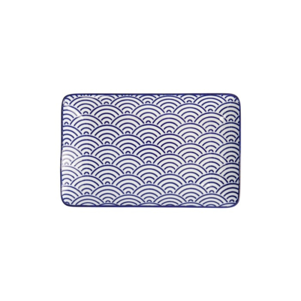 Sushi-Platte Nippon Blue Waves Blau/Weiß, Porzellan, 21 × 13,5 cm, Art.-Nr. 15607