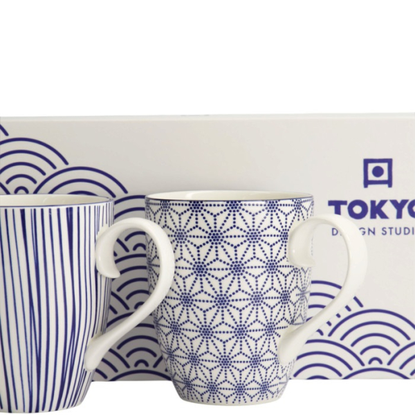 Mug Set Nippon Blue Blue/White, 2 pcs., Porcelain, Ø 8.5 × 10.2 cm, 380 ml, Item No. 15650
