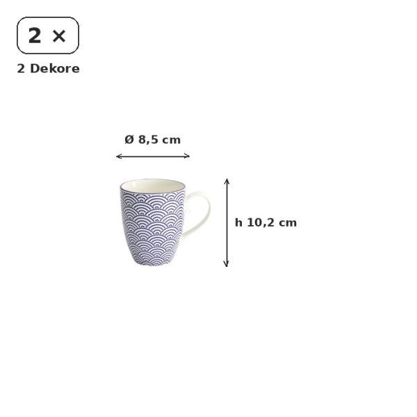 Mug Set Nippon Blue Blue/White, 2 pcs., Porcelain, Ø 8.5 × 10.2 cm, 380 ml, Item No. 15650